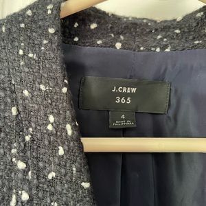 J Crew navy and white tweed suit jacket and skirt